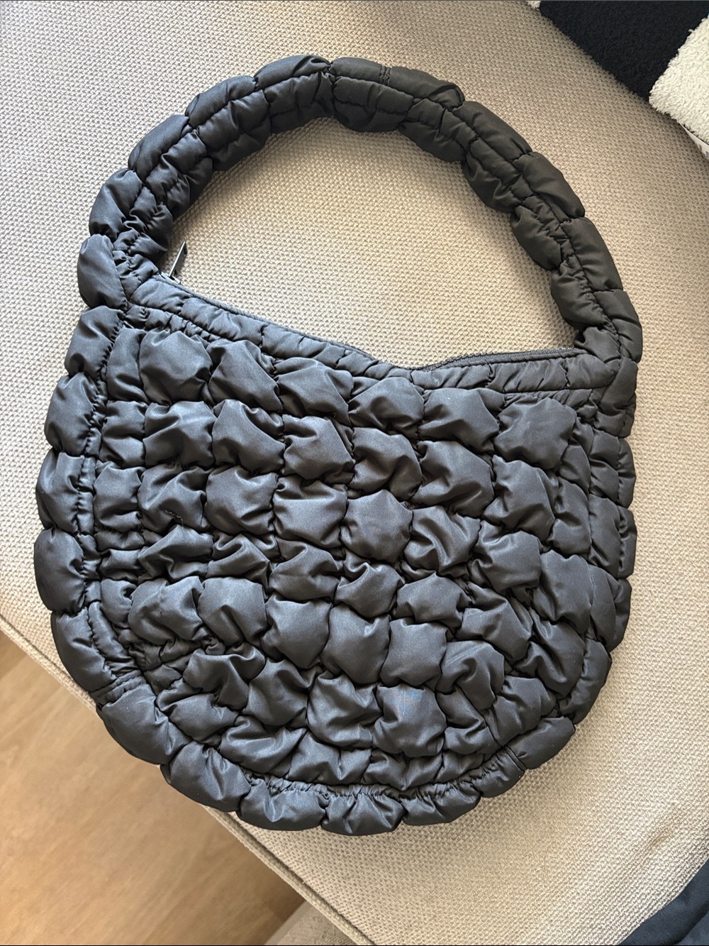 COS Quilted Puff Shoulder Bag in Dark Gray